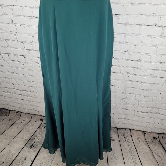 Azazie Dark Green Chiffon Tie Back Padded Bridesmaid Maxi Dress Gown Size C - Picture 11 of 16